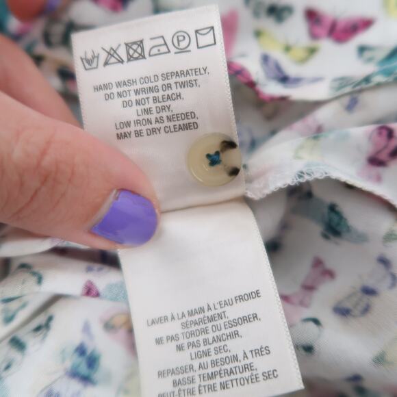 Maeve by Anthropologie white multicolor butterfly print blouse top 0 - Picture 7 of 8